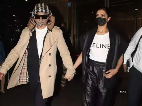 PHOTOS: Ranveer Singh and Deepika Padukone hold hands, walk out of airport in style after 83 promotions!