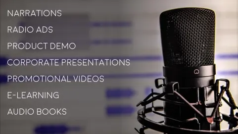 Do voice over for narrations, radio ads, videos and elearning