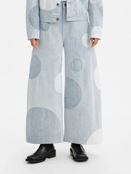 WOMEN'S BLUE BARREL LOOSE FIT HIGH RISE JEANS