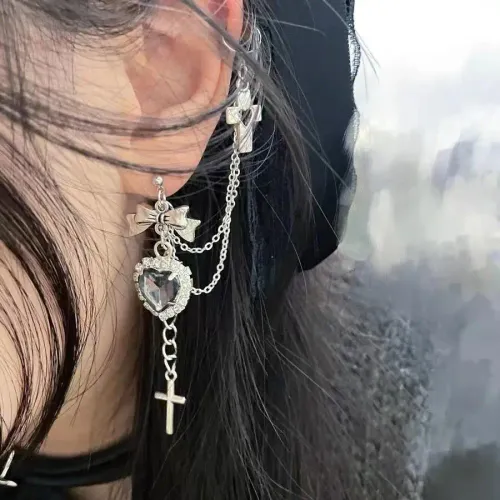 Sterling Silver Cross Earrings Sacina Cross Earrings, Ear Cuff Earrings For  Women, Grunge Earrings... Chrome Hearts Earrings