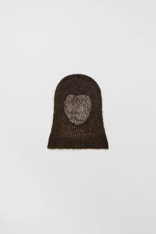 Brown Mohair Blend Balaclava
