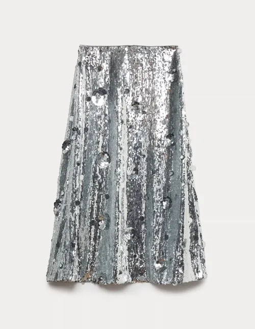Sequin Midaxi A-Line Skirt