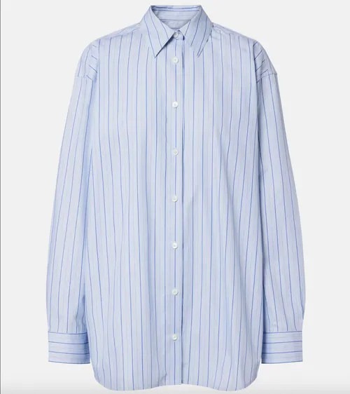Striped Long-Sleeves Cotton-Poplin Shirt