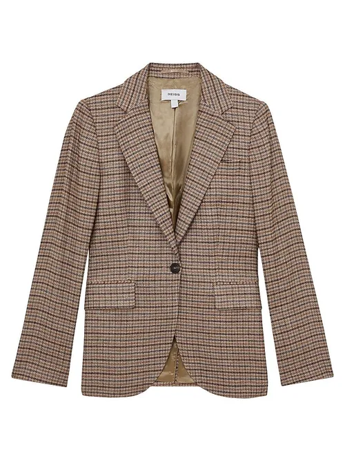 River Check Single-Breasted Blazer