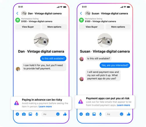 Image showing in-chat warning in Messenger