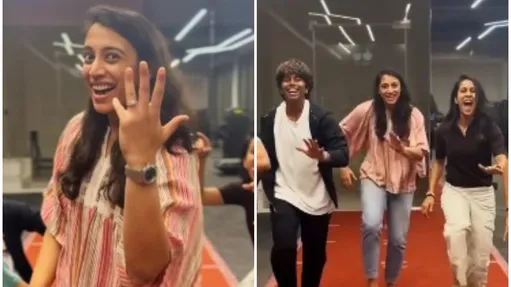 भारतीय क्रिकेटर स्मृत‍ि मंधाना बनेंगी दुल्हन, सगाई पर 'मुन्नाभाई स्टाइल'  में लगाई मोहर, देखें मजेदार VIDEO - smriti mandhana engaged to palash  muchhal watch video team ...