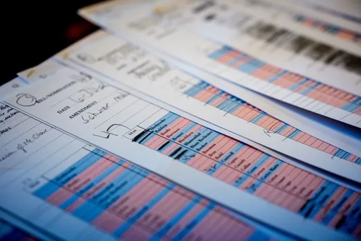 Amendments are displayed in the press gallery of the Senate Chamber on Tuesday.