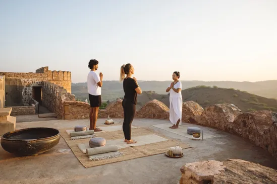 Sunrise Yoga at Fort Wall - Six Senses Fort Barwara (1)
