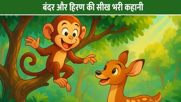 बंदर और हिरण की सीख भरी कहानी: सच्चा दोस्त और बुद्धिमानी की सीख