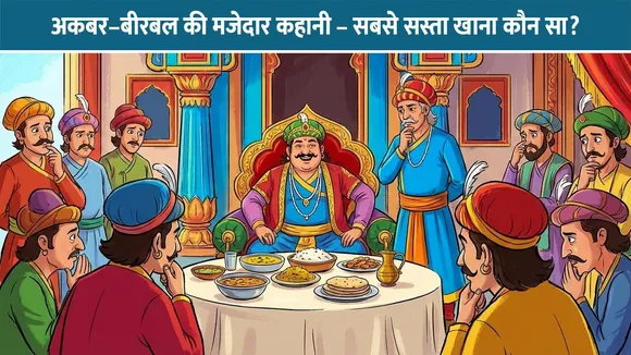 अकबर–बीरबल की मजेदार कहानी – “सबसे सस्ता खाना कौन सा?”