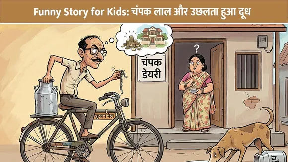 Funny Story for Kids: चंपक लाल और उछलता हुआ दूध
