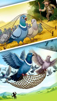 कबूतर का जोड़ा और शिकारी: एकता की शक्ति कहानी