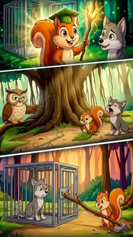 विद्या का उचित उपयोग: चिंकू गिलहरी और शिकारी का जाल