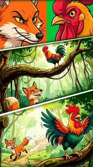 चालाक लोमड़ी और होशियार मुर्गा: जंगल की मजेदार कहानी