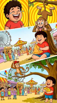 हँसमुख मोंटू: मोंटू और नकलची बंदर की मजेदार कहानी