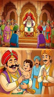 चतुर बीरबल की कहानी: बादशाह की मूंछ और मिठाई