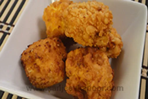 पनीर पॉपकॉर्न विद लहसुन की चटनी