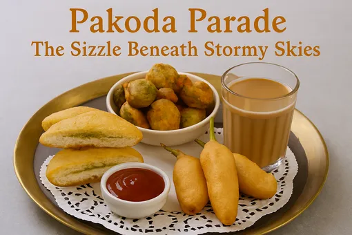 Pakoda Parade: The Sizzle Beneath Stormy Skies