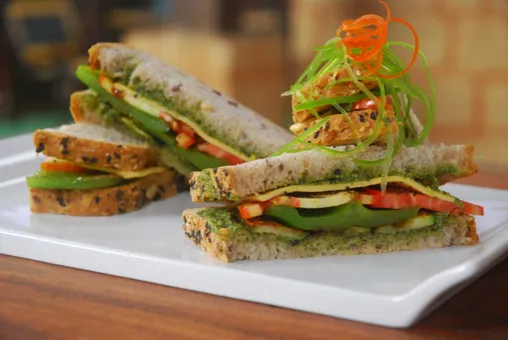 Pesto Sandwich with Grilled  Vegetables