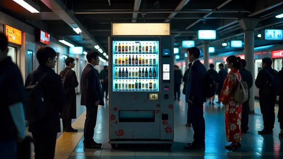 Sake vending machine debuts at Japanese railway station