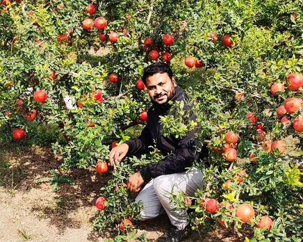 Akshay Sagar at his farm in Atpadi, Sangli