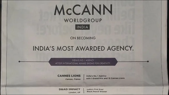 McCann shows off awards glory in print ad