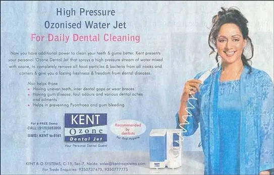 High pressure Ozonised Water Jet for daily dental cleaning