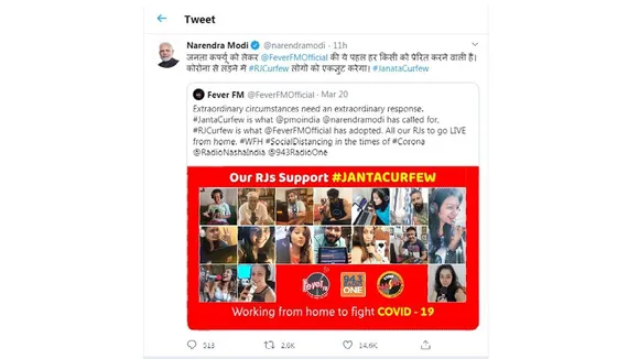 PM Narendra Modi lauds Fever FM’s #RJCurfew initiative 