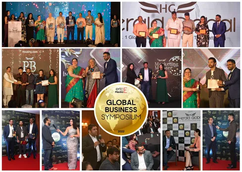 Mr Saimik Sen, Chief Editor, Herald Global felicitates Shri Shripad Naik, Honorable Minister of State for Tourism & Ports, at the Global Business Symposium 2022