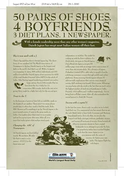 50 Pairs of shoes. 4 Boyfriends.3 Diet Plans.1 Newspaper