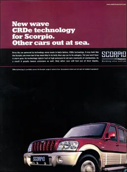 New wave CRDe technology for Scorpio. Other cars out at sea.