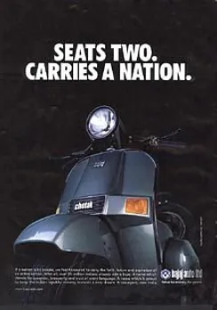 Seats two. Carries a nation.