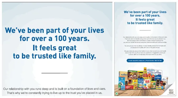 Nestlé switches to damage control mode; launches print campaign to rebuild trust