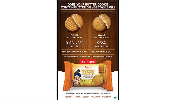 Amul calls out lack of butter in rival cookies...