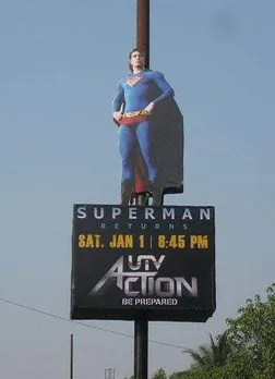 Superman on a kiosk