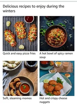 Photos of French fries, noodles and momos... on the Amazon shopping app?