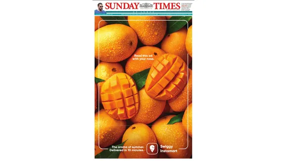 Swiggy Instamart and Havas Media India unveil a mango-scented front-page newspaper ad on TOI