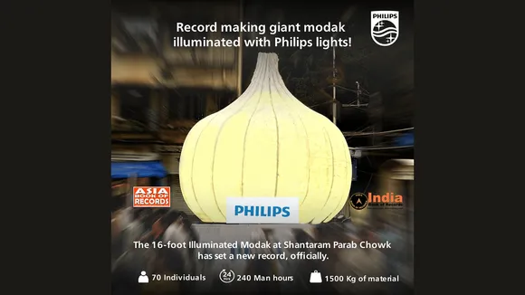 Signify installs an illuminated 16 feet tall modak in Mumbai for Ganesh Chaturthi 