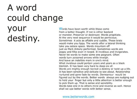 A word could change your destiny