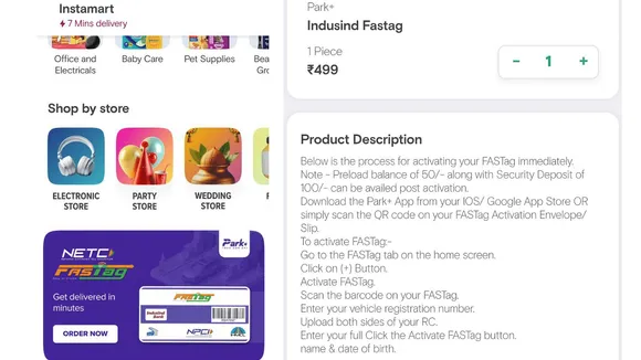 Swiggy Instamart partners with Park+ to deliver IndusInd Bank FASTag in under 10 minutes