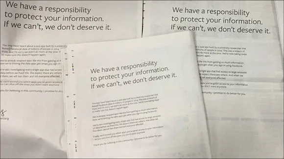 afaqs! Creative Showcase: Zuckerberg takes to good ol' print to apologise for data scandal