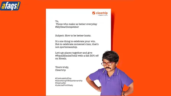 Cleartrip takes aim at MakeMyTrip following the latter's divisive print ad for India vs Pakistan