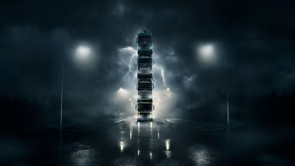 The art of launching four trucks, as demonstrated by Volvo