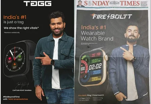 TAGG takes a dig at Fire Boltt in print ad featuring Rohit Sharma