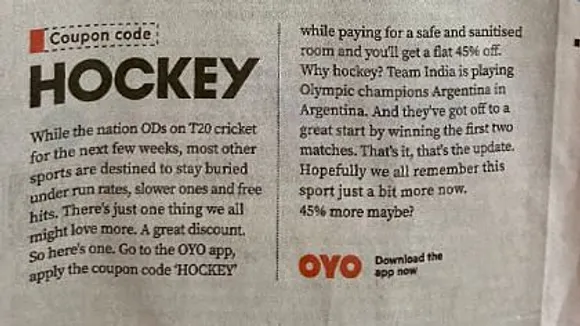 OYO bats for hockey with a 45 per cent flat coupon discount
