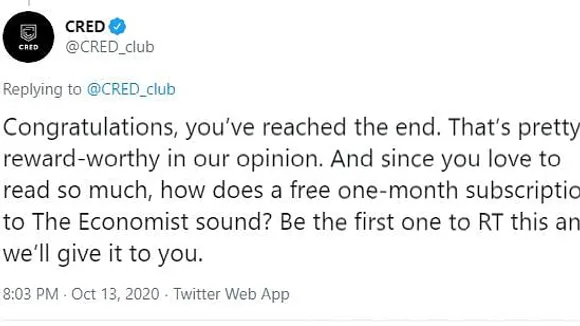 CRED’s lengthy Twitter thread not only educated us on Foreign Direct Investment but offered a sweet prize as well...