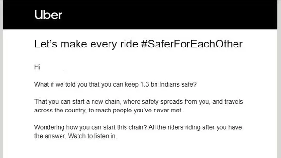 A message from an Uber customer to the next rider