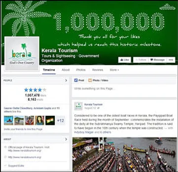 A million fans for Kerala Tourism