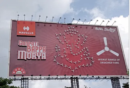 Havells India's #HavellsKeDeva campaign turns billboard into Ganesh idol with 100 fans