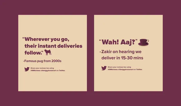 Swiggy Instamart delivery covers reference old ads, crossword puzzles